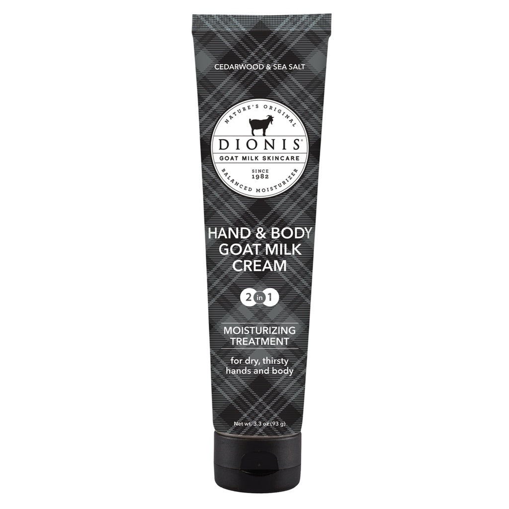 Dionis Goat Milk Men's Hand & Body Cream - Cedarwood & Sea Salt 3.3 oz.