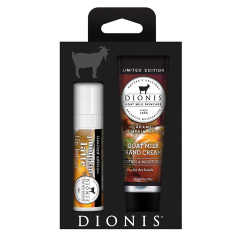 Dionis Goat Milk Hand Cream & Lip Balm Set - Caramel Pumpkin Spice (Limited Edition)