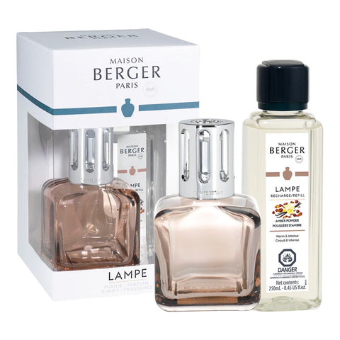 Ice Cube Glass Lampe Berger Gift Set - Beige
