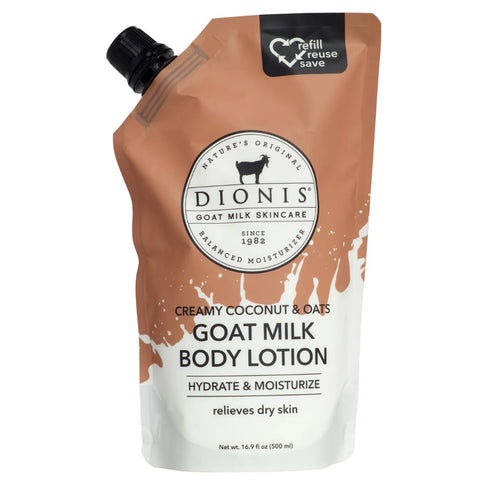 Dionis Goat Milk Body Lotion Refill Pouch - Creamy Coconut & Oats 16.9 oz.