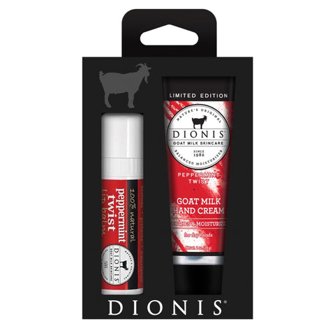 Dionis Goat Milk Hand Cream & Lip Balm Set - Peppermint Twist (Limited Edition)